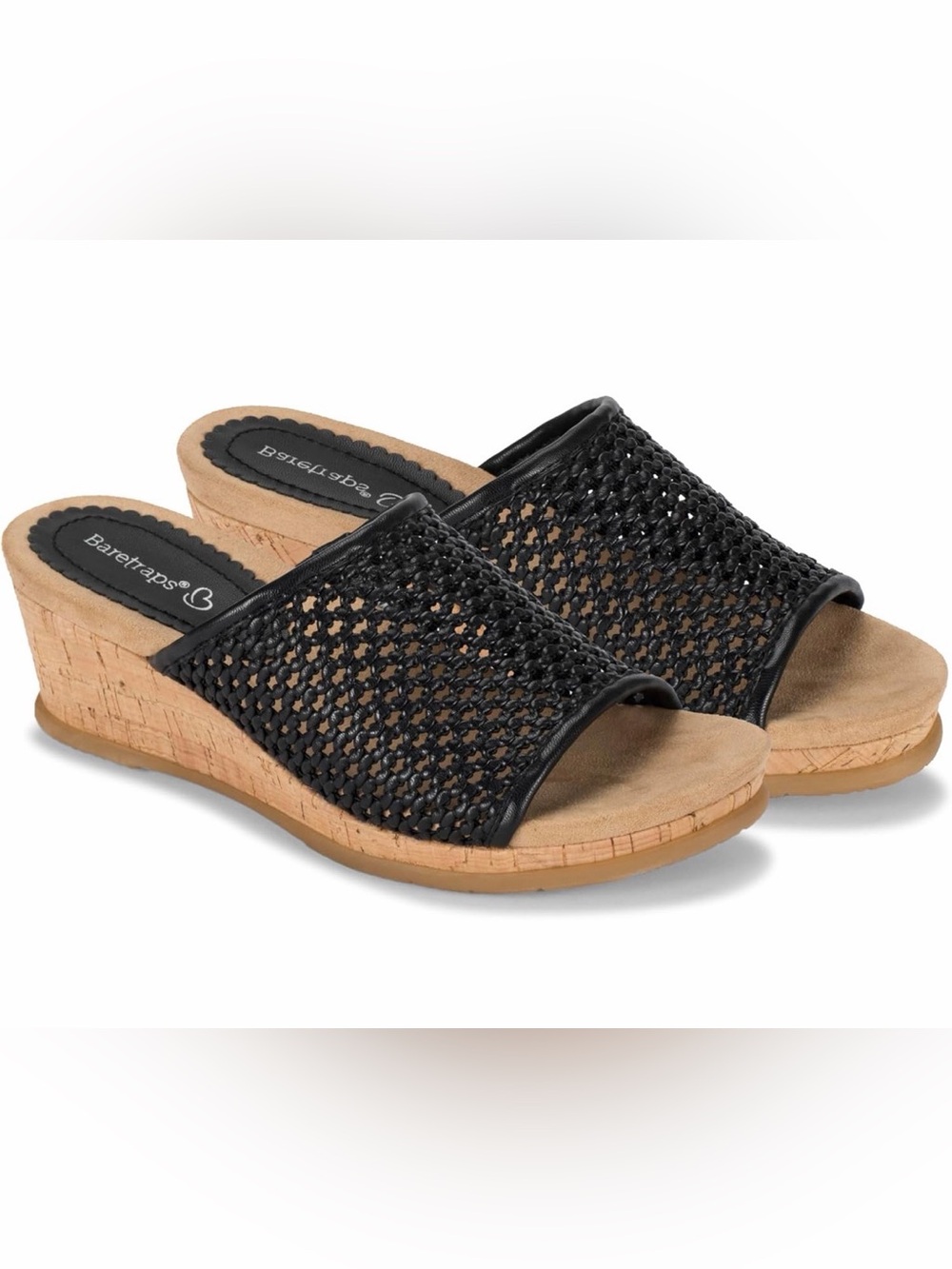 BareTraps Black Flossey Wedge Slide Sandal NIB